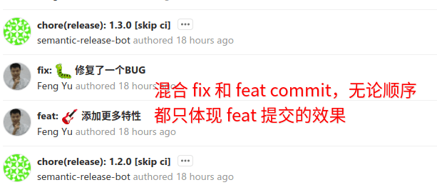 混合feat和fix提交